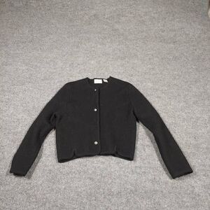 Vintage Laura Jean Cardigan womens 9/10 Black Button up wool long sleeve